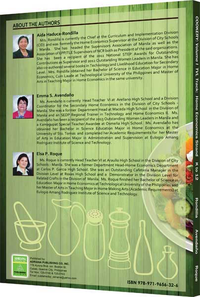 Cookery Volume I – Technical-Vocational-Livelihood Track: Home Economics Strand