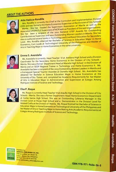 Cookery Volume II – Technical-Vocational-Livelihood Track: Home Economics Strand